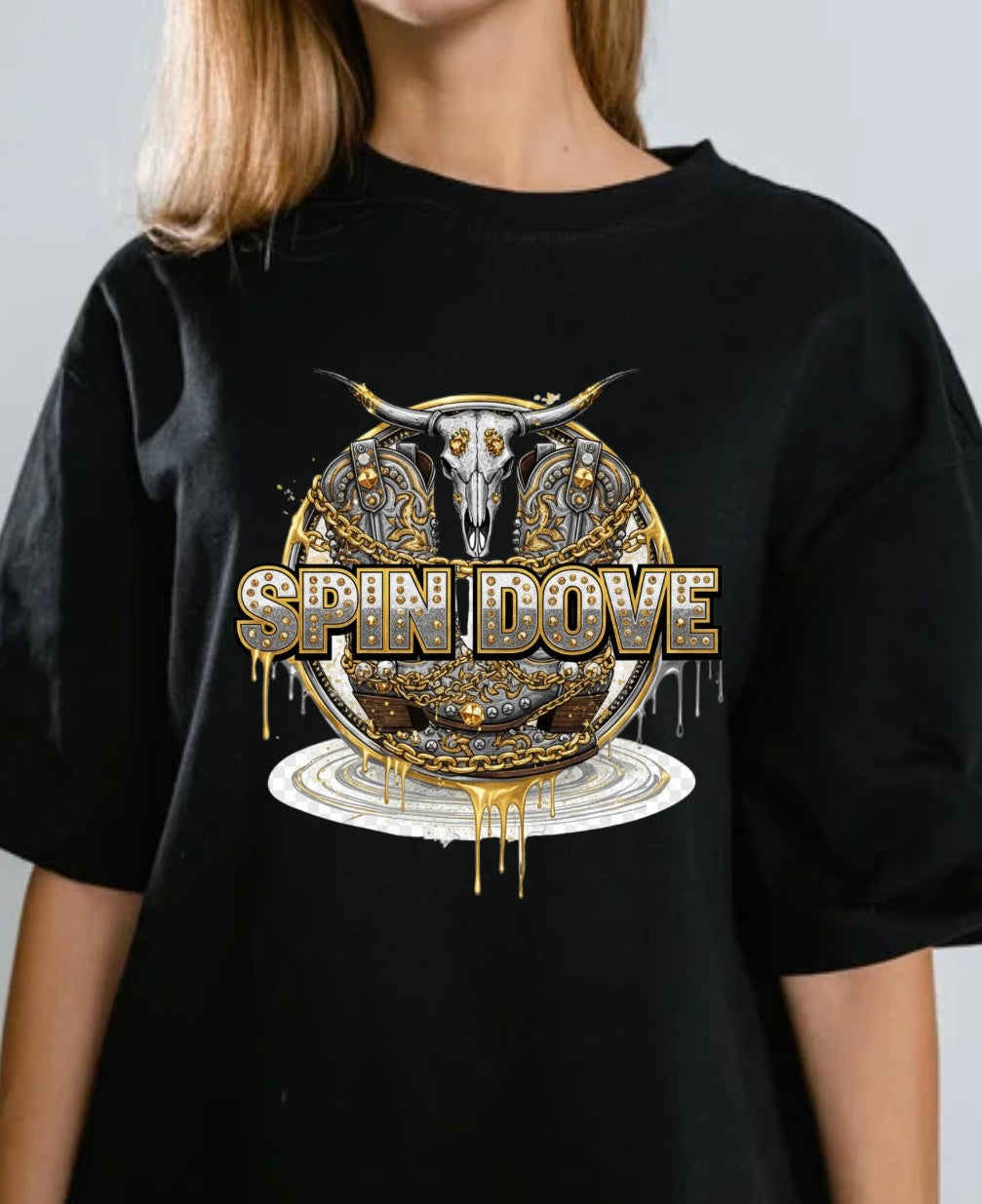 Longhorn Gold Spin Dove Tee