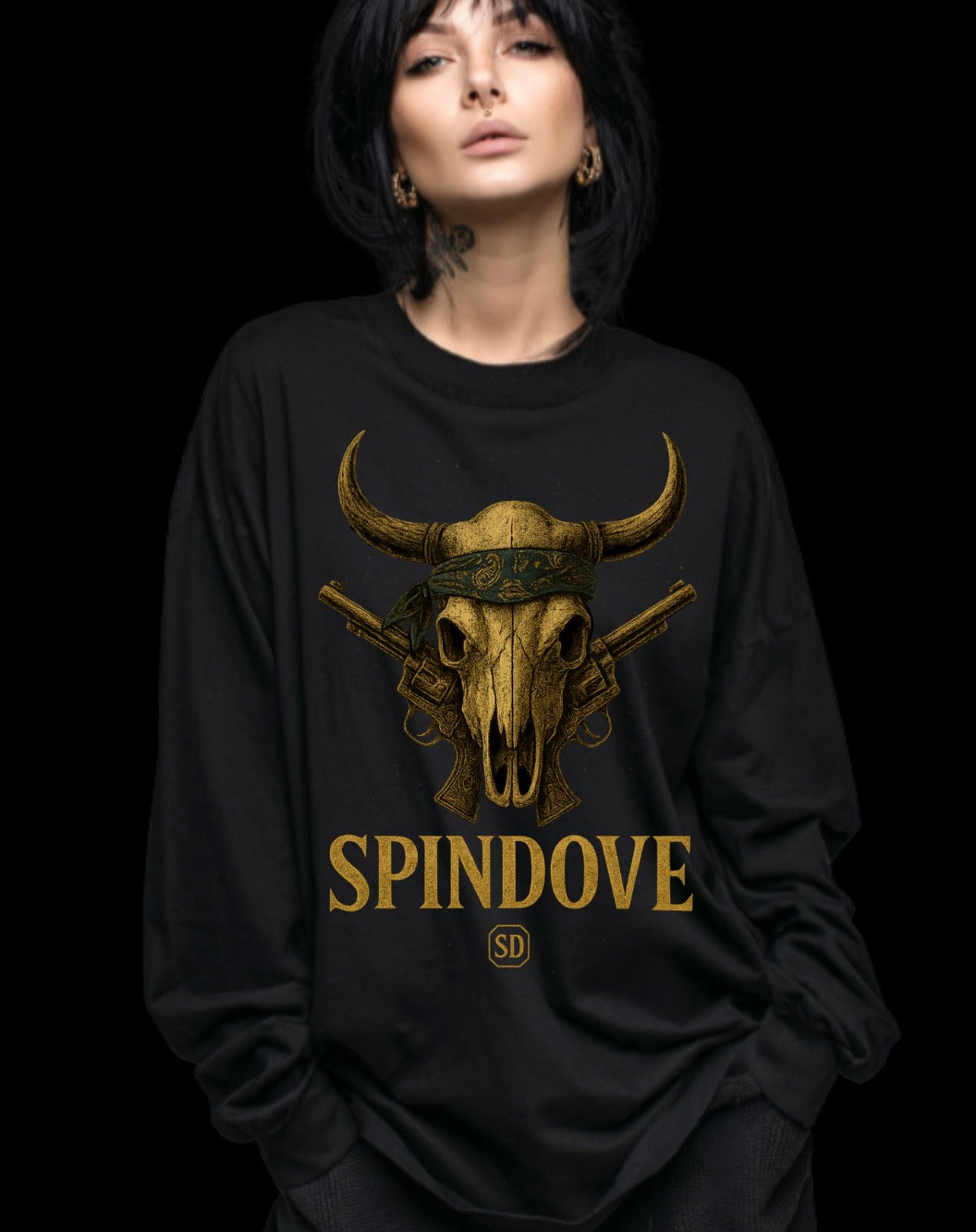 “Golden Outlaw” Western Skull Tee