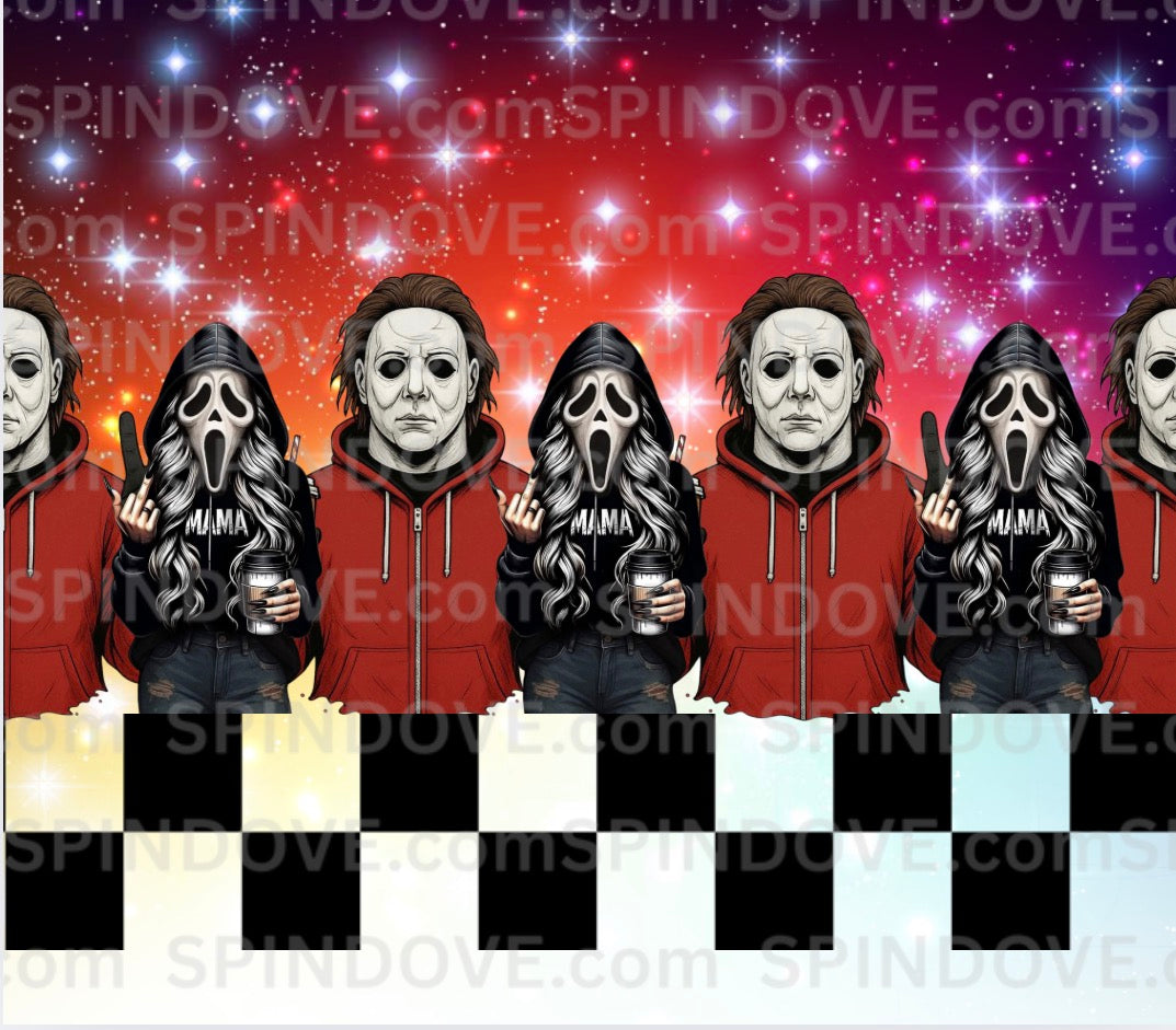 File only Michael and she ghost face on the checkered dance floor sparkles