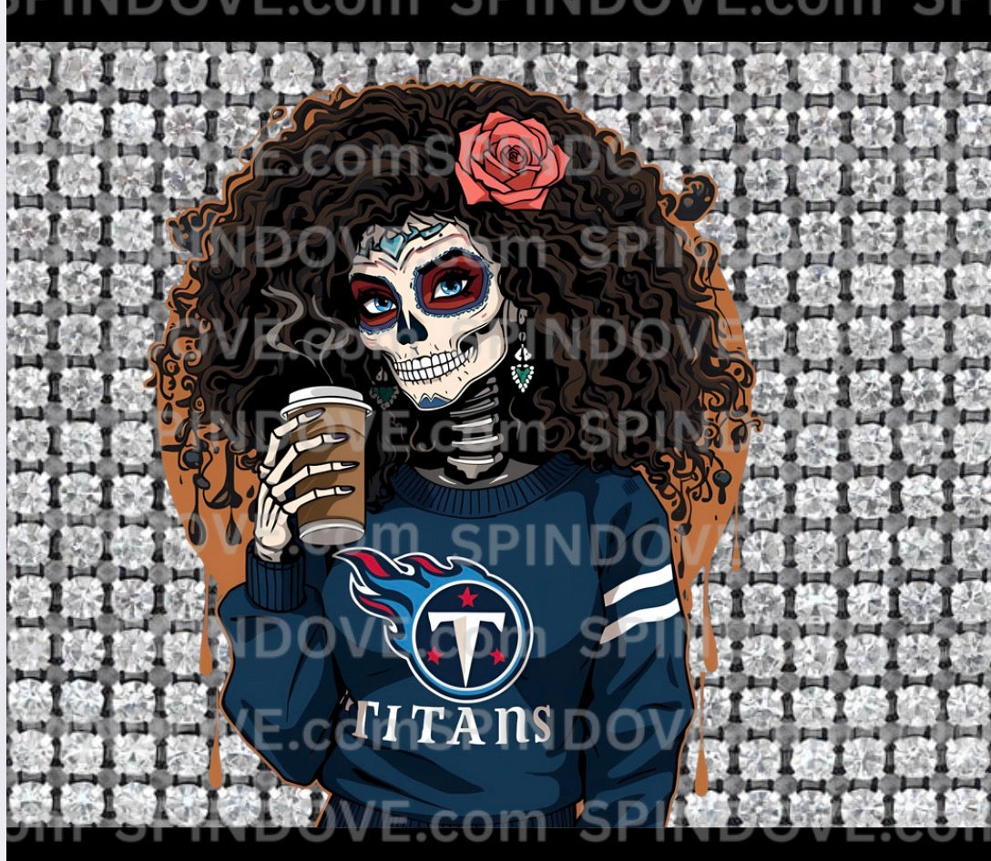 File only for sized for 20oz titans day of the dead girl brown curly hair