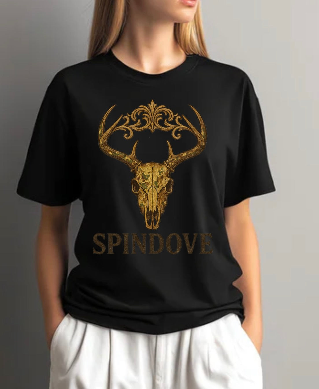 SPINDOVE Antler Skull Emblem tee