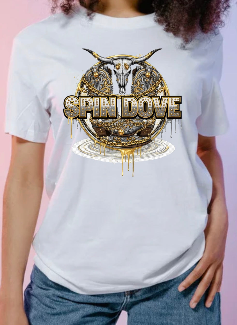 Longhorn Gold Spin Dove Tee