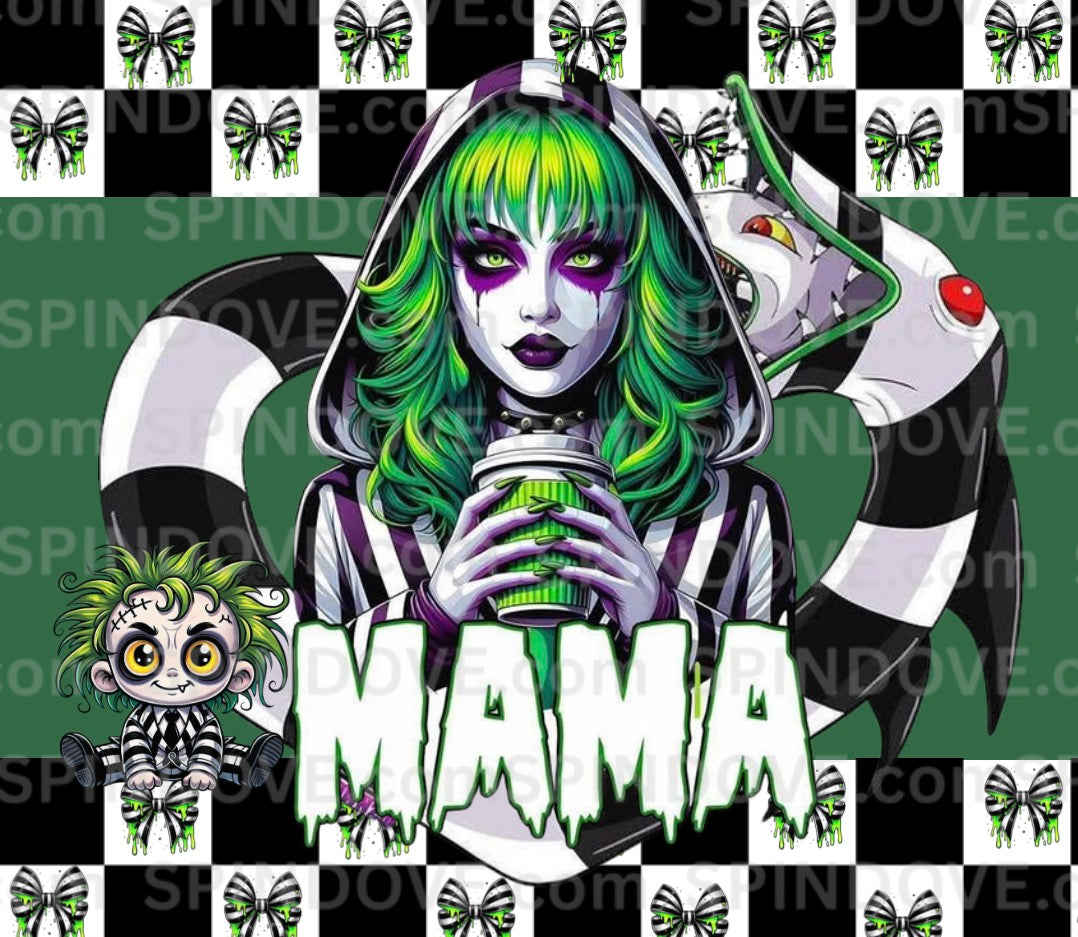 File only created for use with a 20oz beatlejuice themed checked and bows with worm