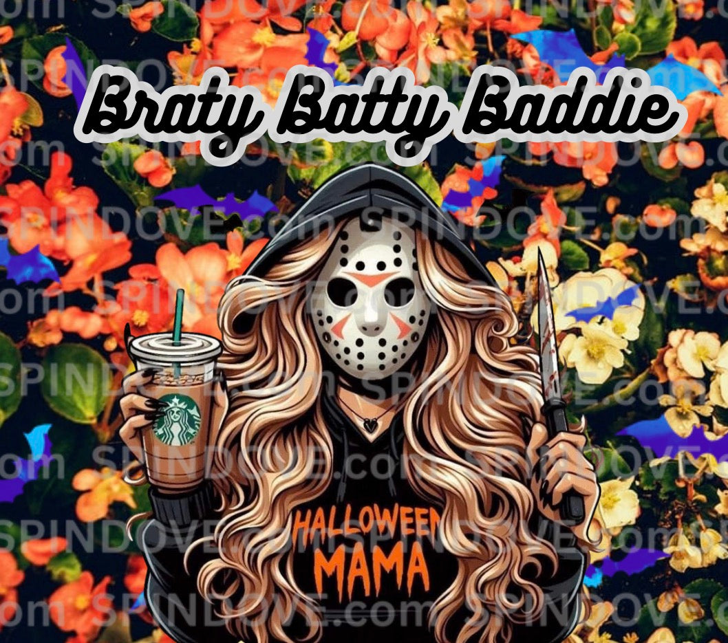File only Bratty batty baddie horror mama colorful and vibrant background for 20oz.